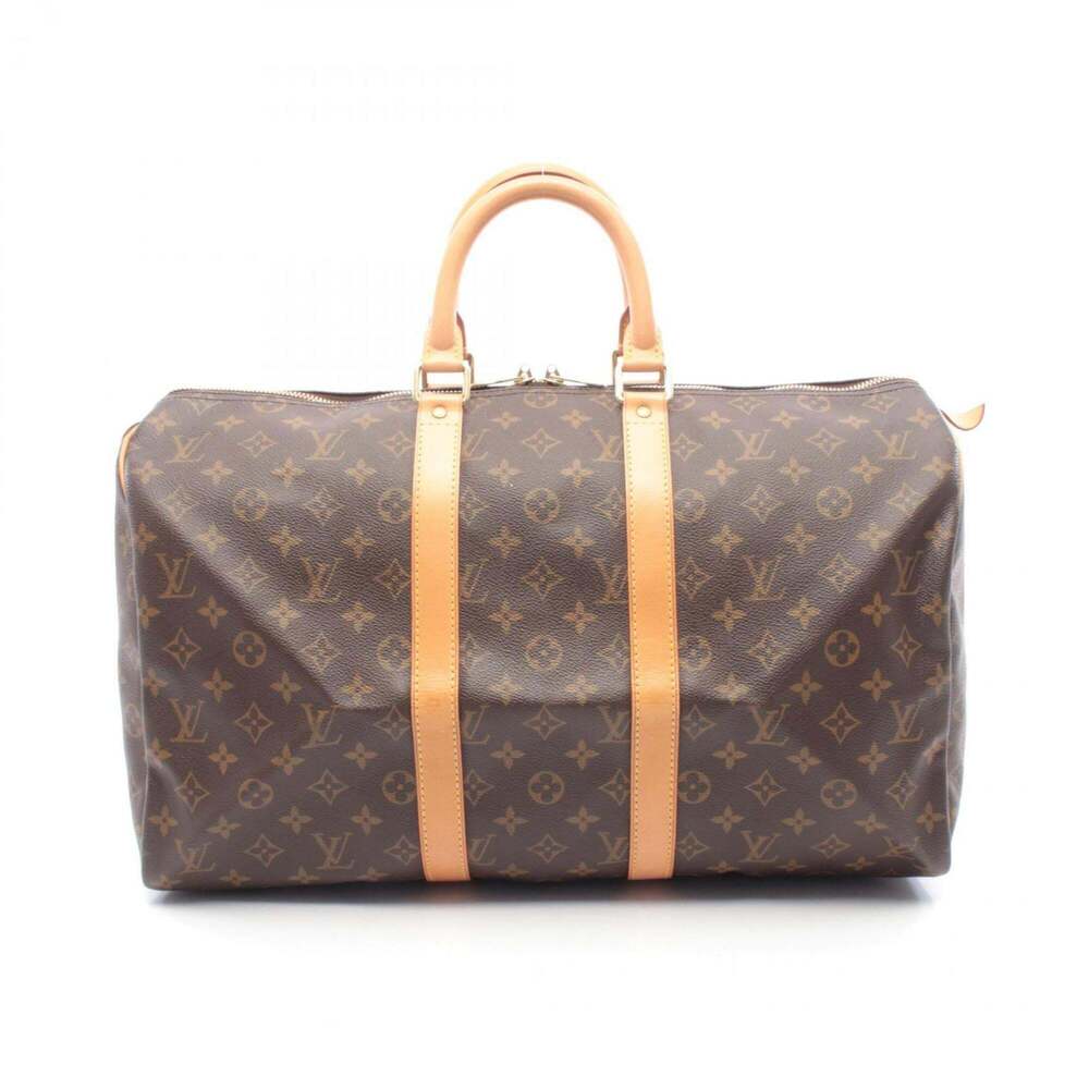 LOUIS VUITTON Authentic Brown Monogram Leather Keepall 45 Boston Bag